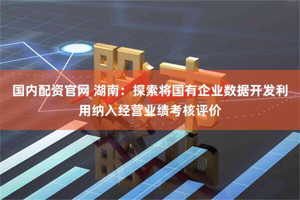 国内配资官网 湖南：探索将国有企业数据开发利用纳入经营业绩考核评价